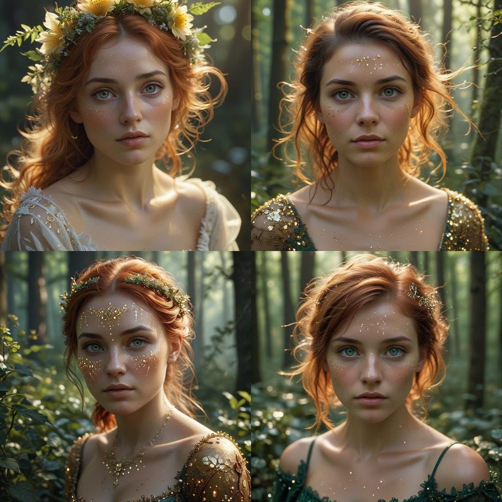 Surreal Hyperrealistic Portrait of an Angelic Girl in Soft G...