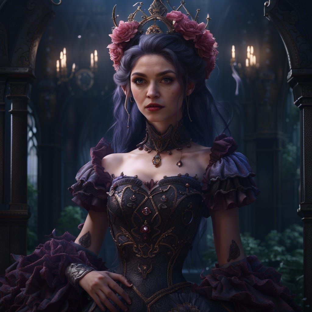 Frilly Gothic Princess in Detailed Matte Painting