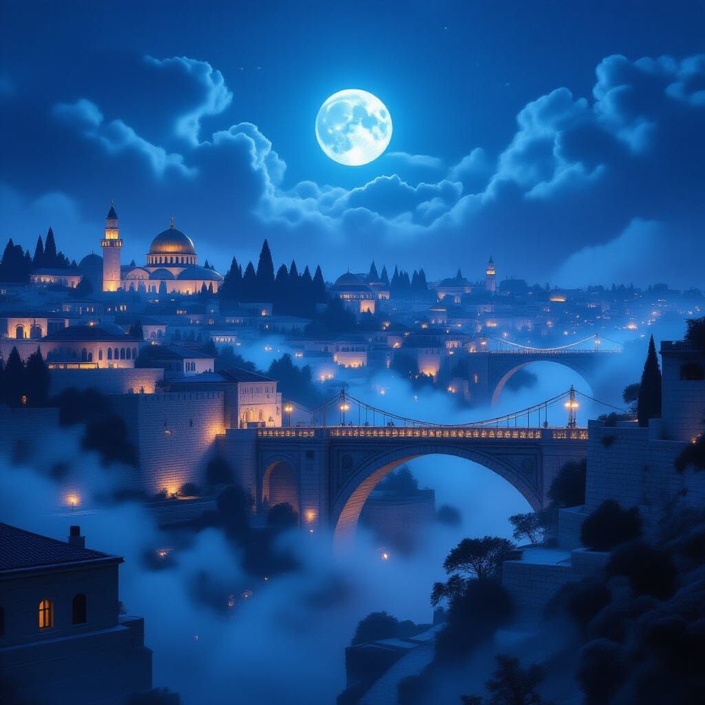 Ethereal Jerusalem Cityscape at Twilight