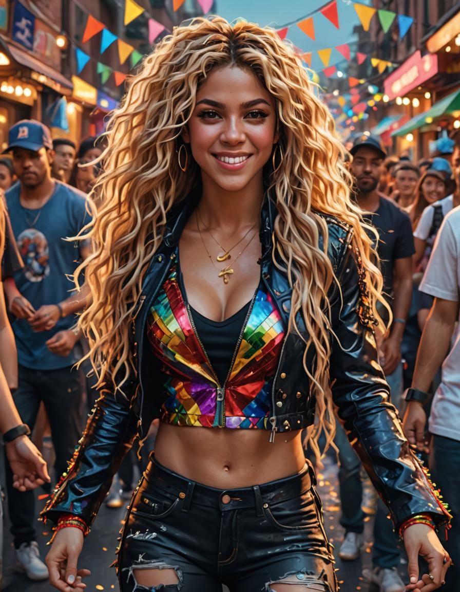 Shakira Portrait at Street Party in 8K