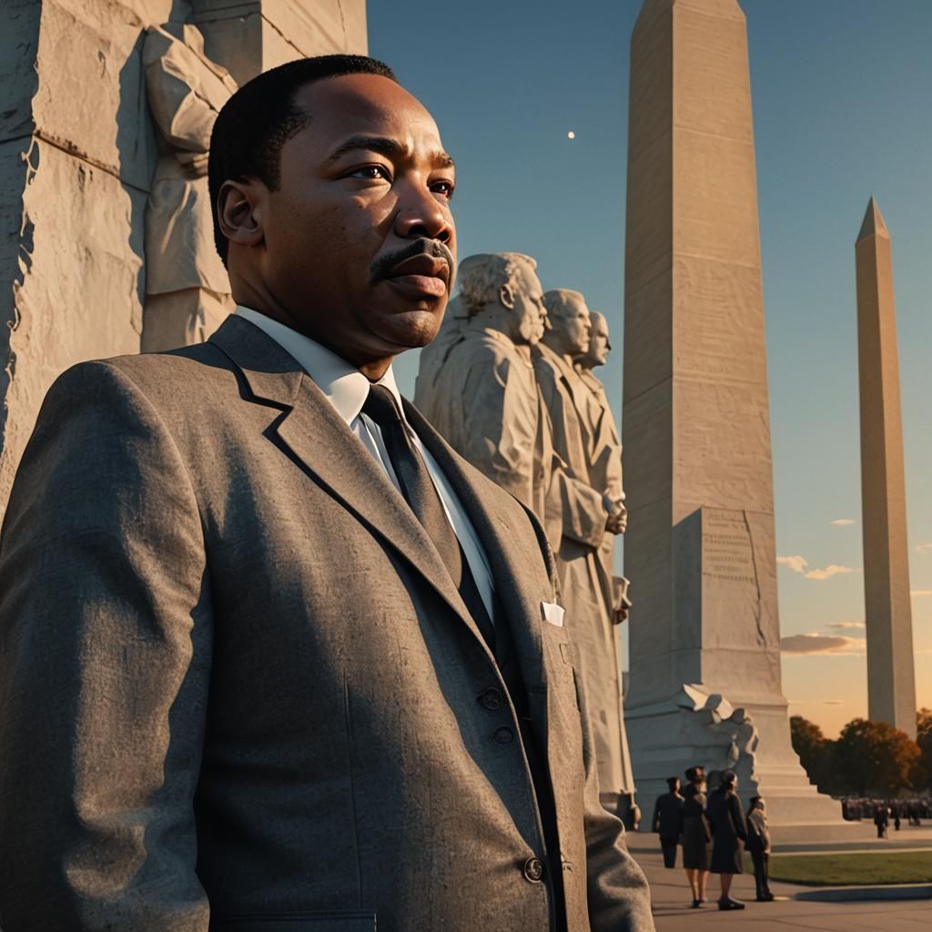 MLK at Washington Monument in High Fantasy Style