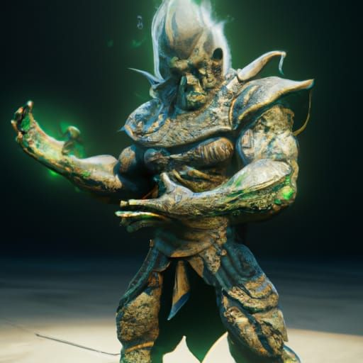 Alien Warrior Battles Wizards: Dark Fantasy Art