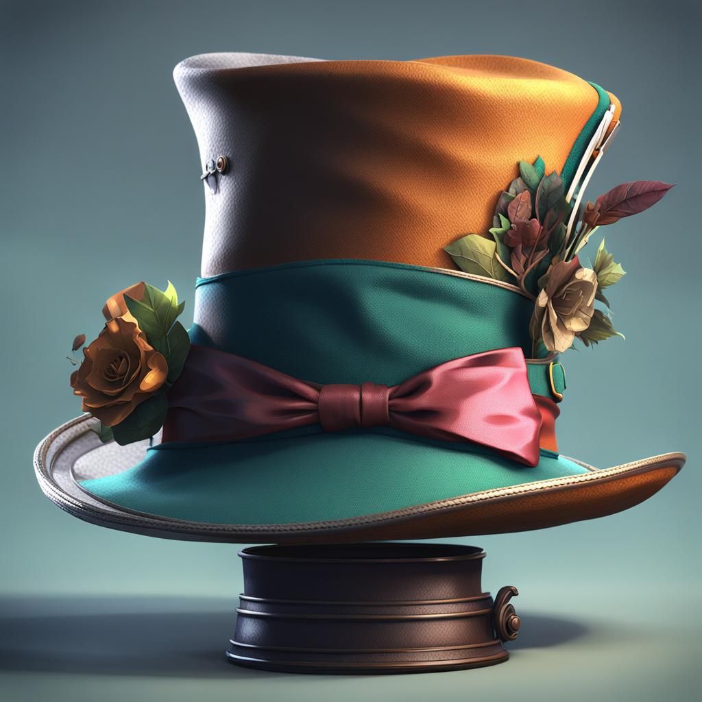 Detailed 3D Anime Art of a Mad Hatter's Hat