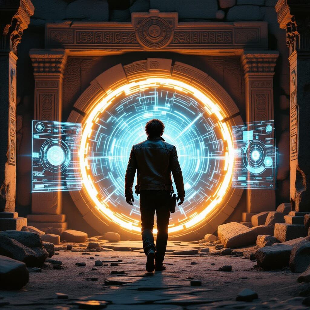 Time Traveler Opens Portal Amidst Ancient Ruins