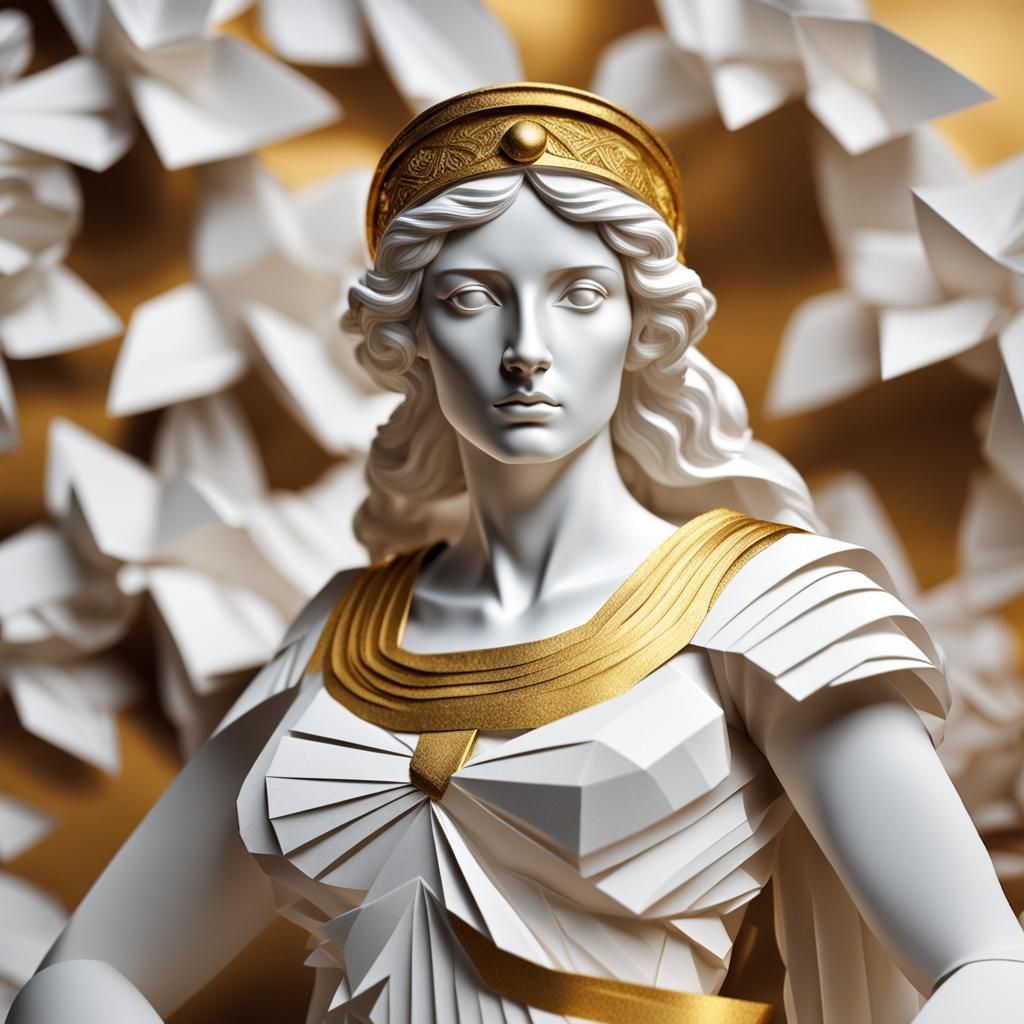 Goddess Pudicitia in Origami Papercraft Style