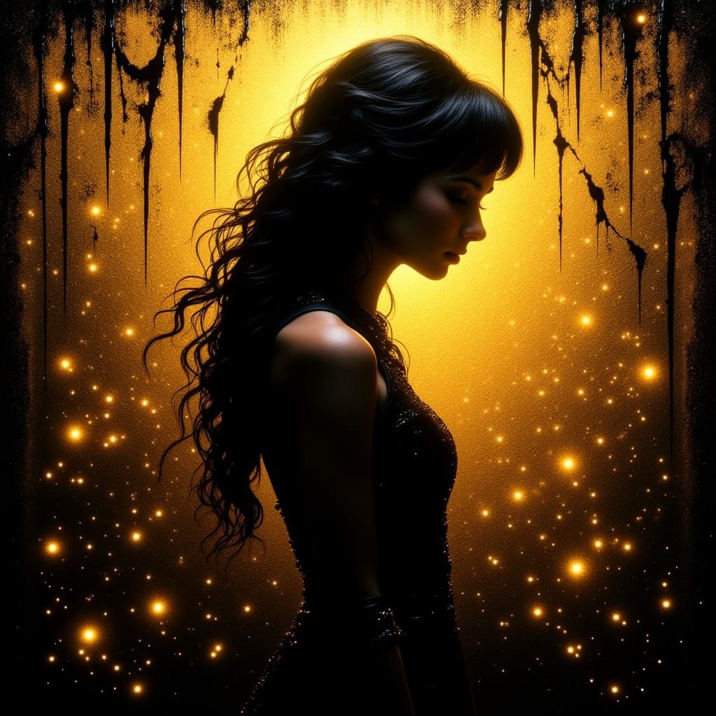 Norse Goddess in Blacklit Goldenrod Glass