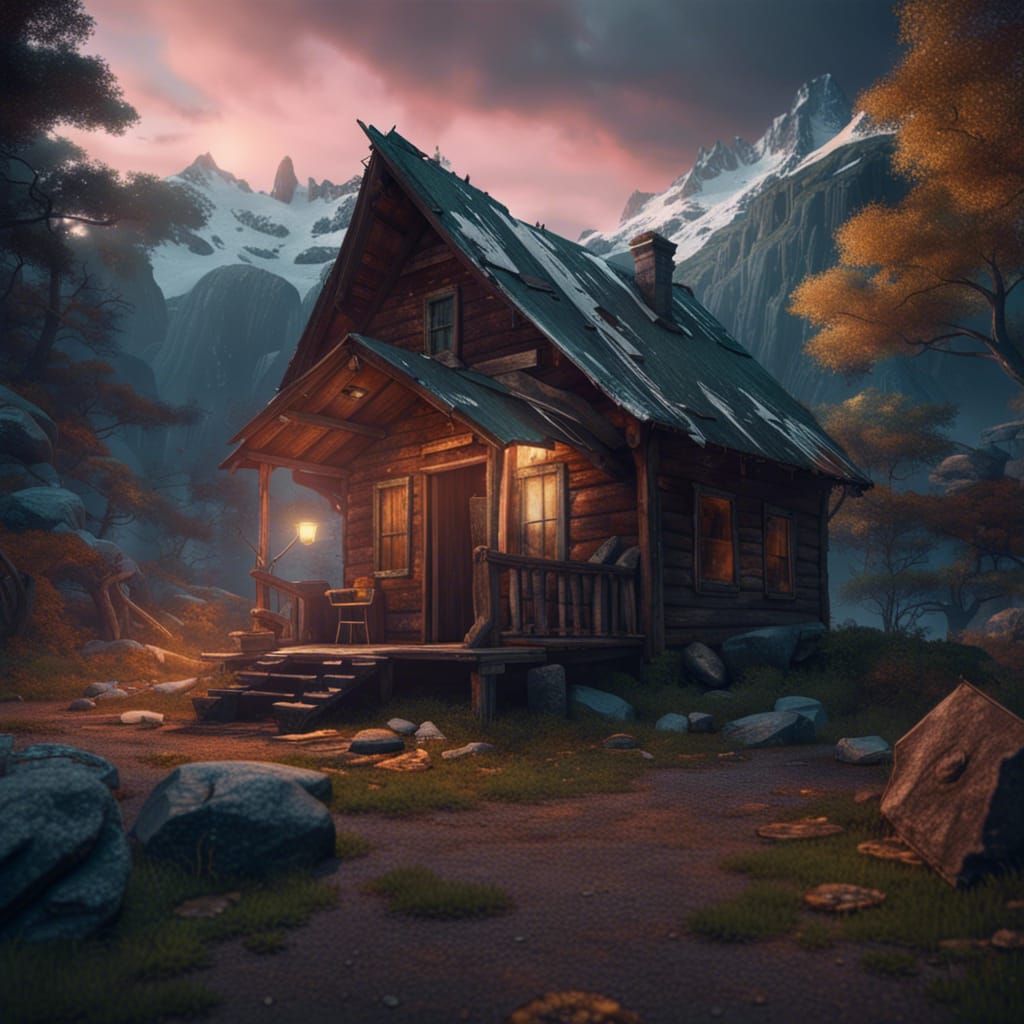 Mountainside Campground: Detailed Matte Painting