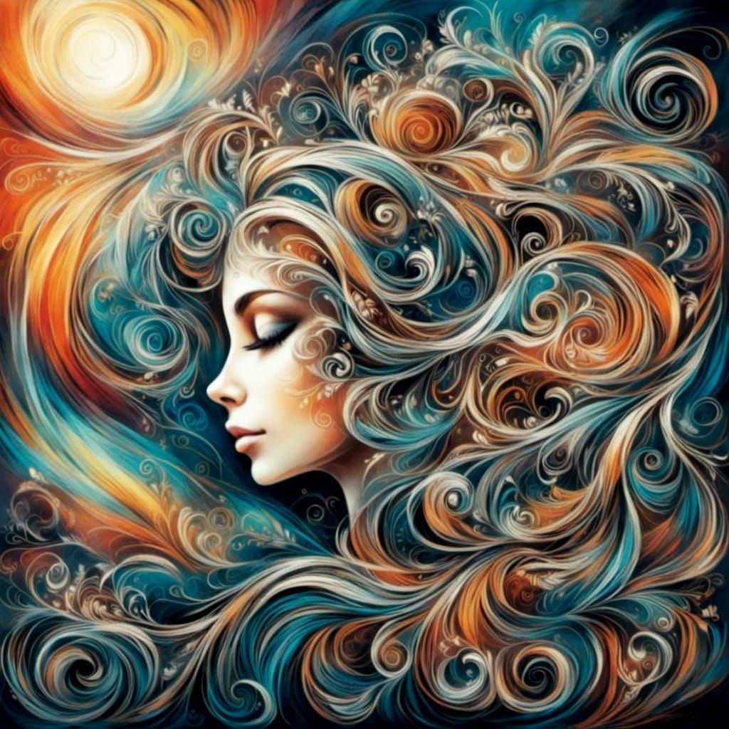 Colorful Profile Portrait in Zentangle Style