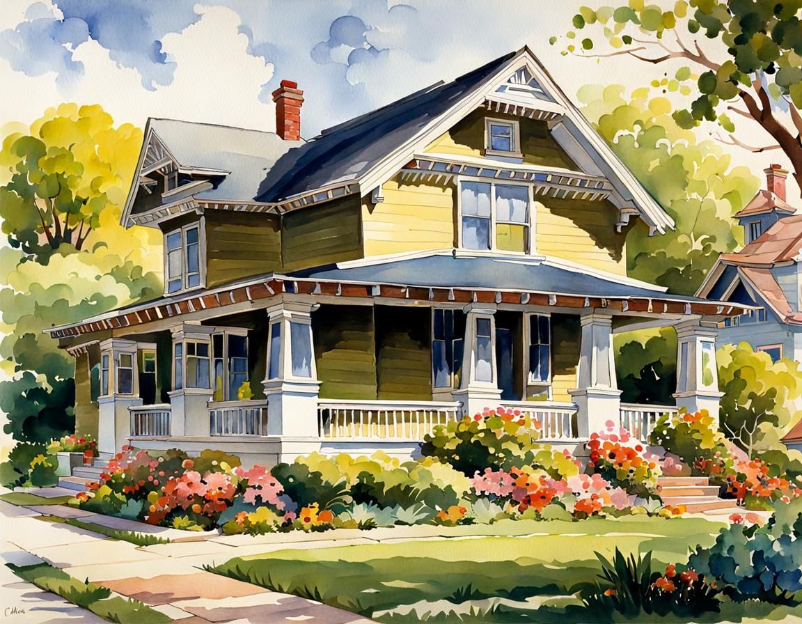 Rustic Watercolor Bungalow in Pasadena