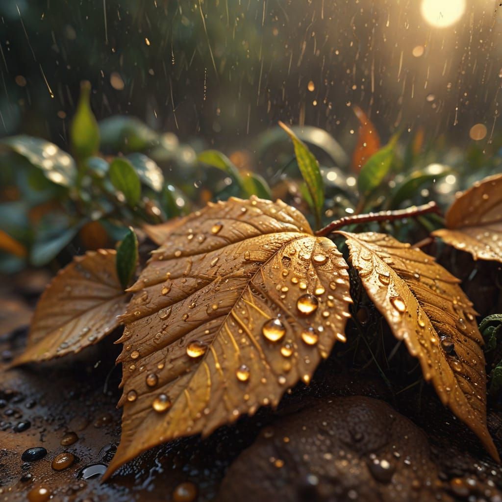 Vibrant Digital Art of Rain on Dry Earth