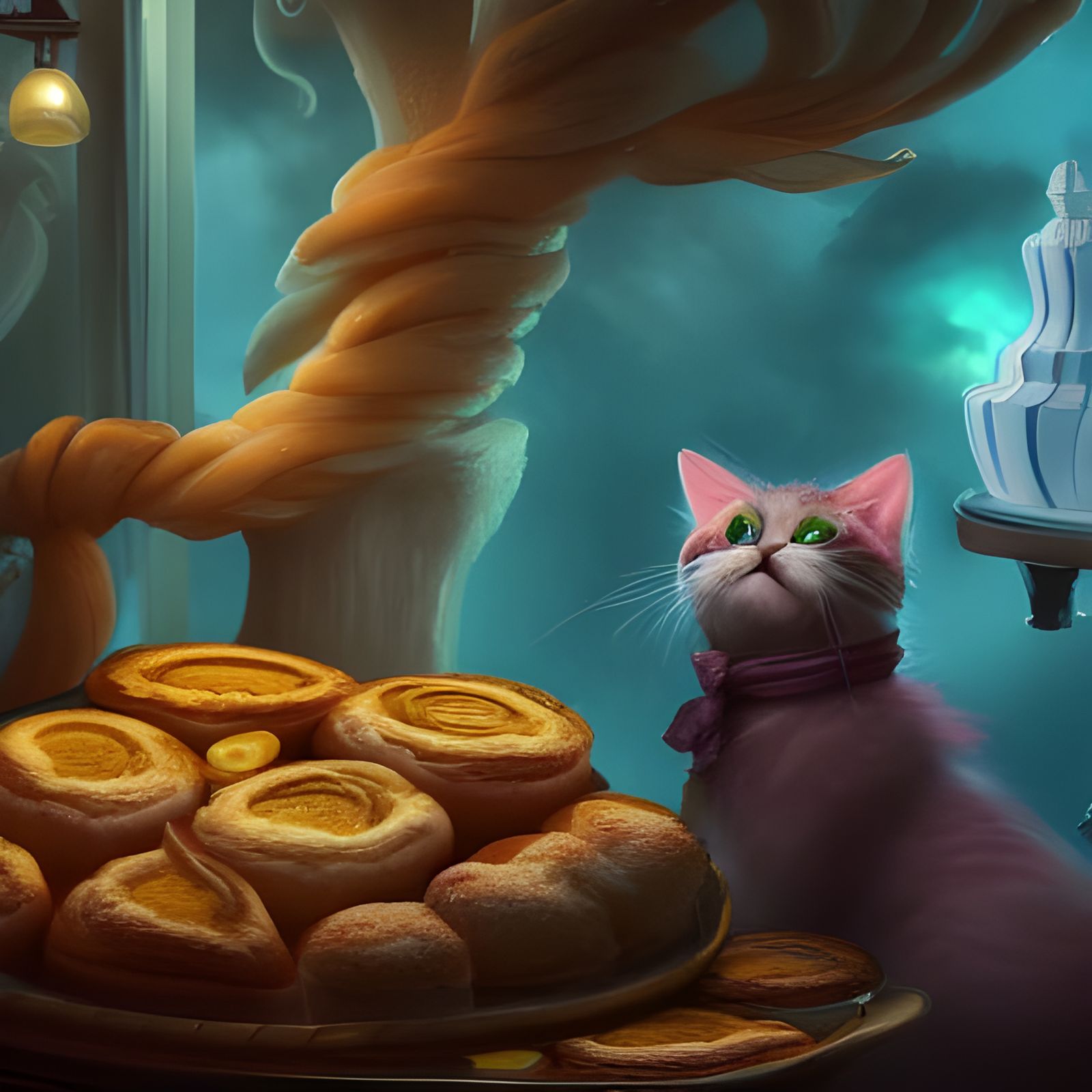 Cat Pastry Chef: Detailed Fantasy Concept Art
