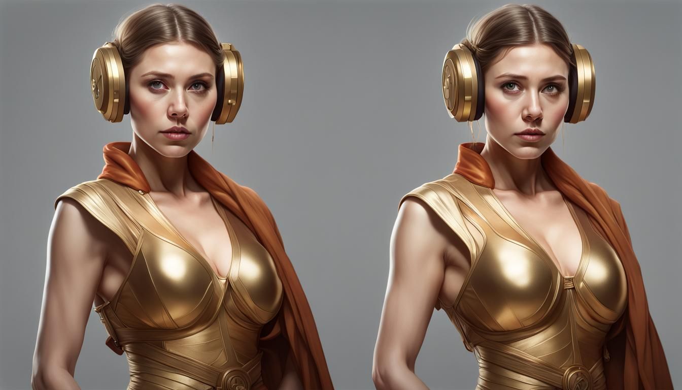 Elizabeth Olsen as Princess Leia: Hyperdetailed Portrait