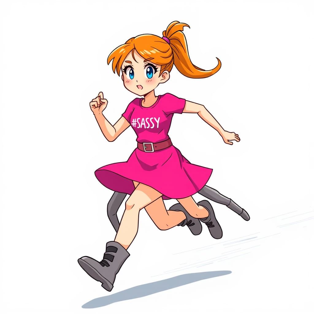 Cartoon Woman Running at Superhuman Speed