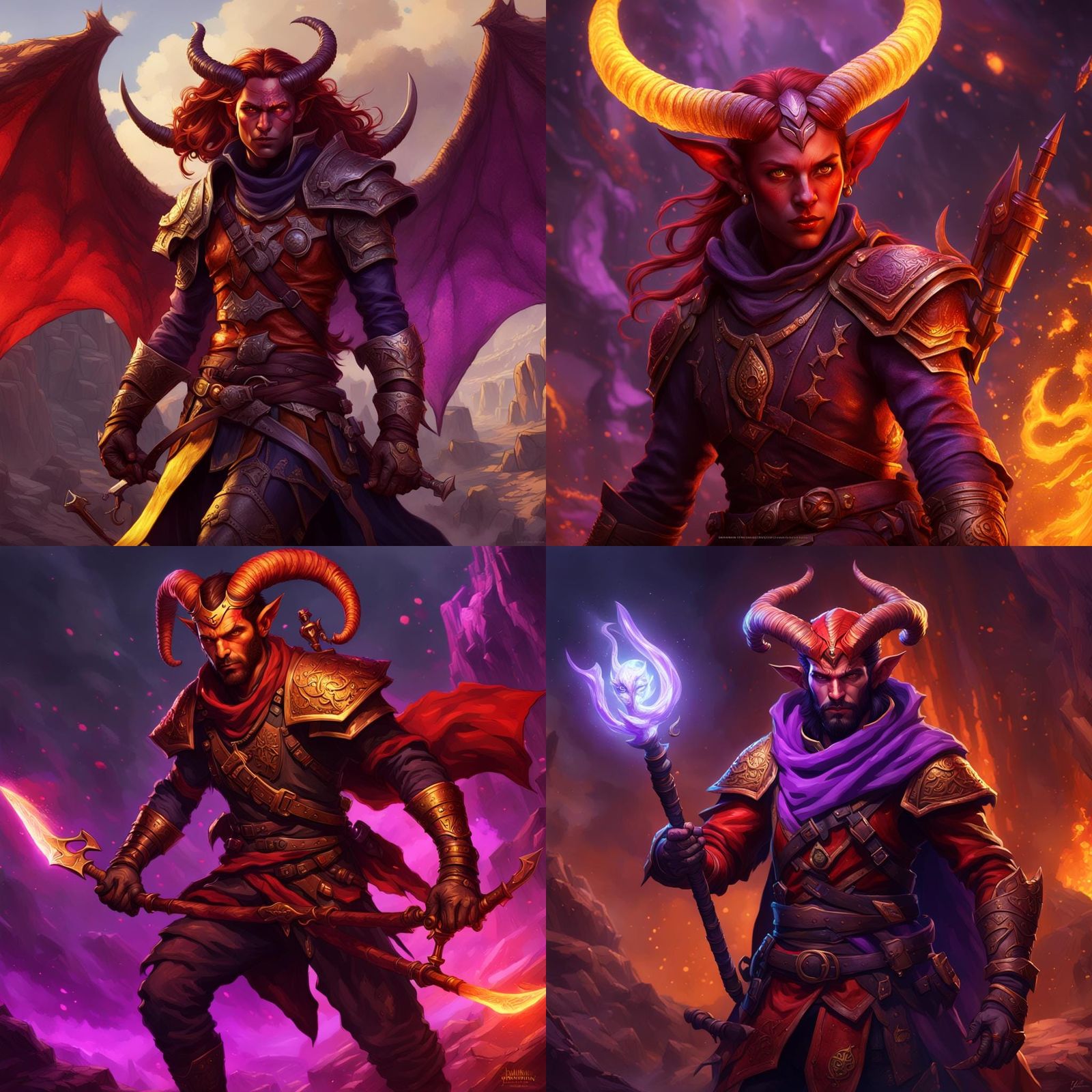 Tiefling Ranger with Kopesh in Dark Fantasy Style