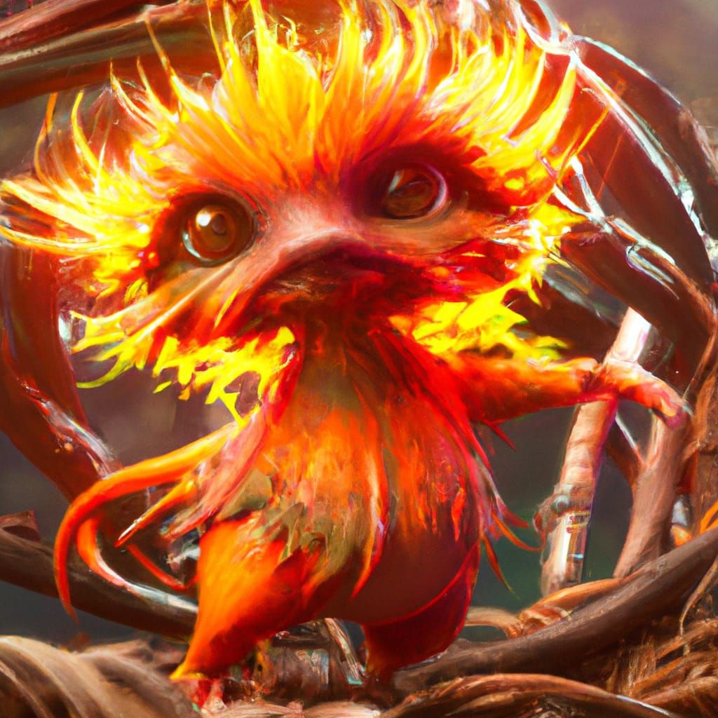 Fiery Vine Creature in a Detailed Digital Painting