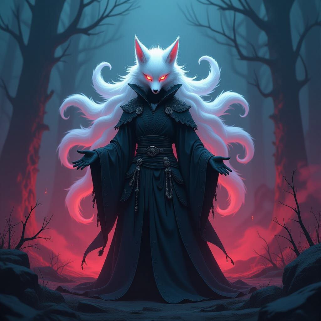 Ethereal Ninetails in Dark Gothic Style