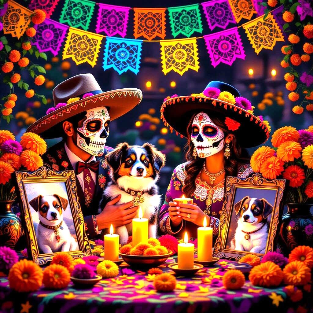 Dia de los Muertos Pet Altar with Sugar Skulls