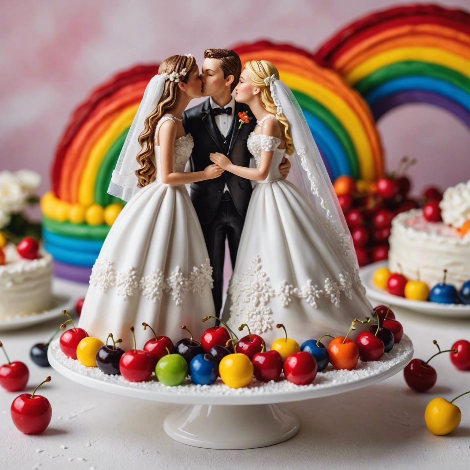 Elegant Hyperrealistic Wedding Cake with LGBT Pride