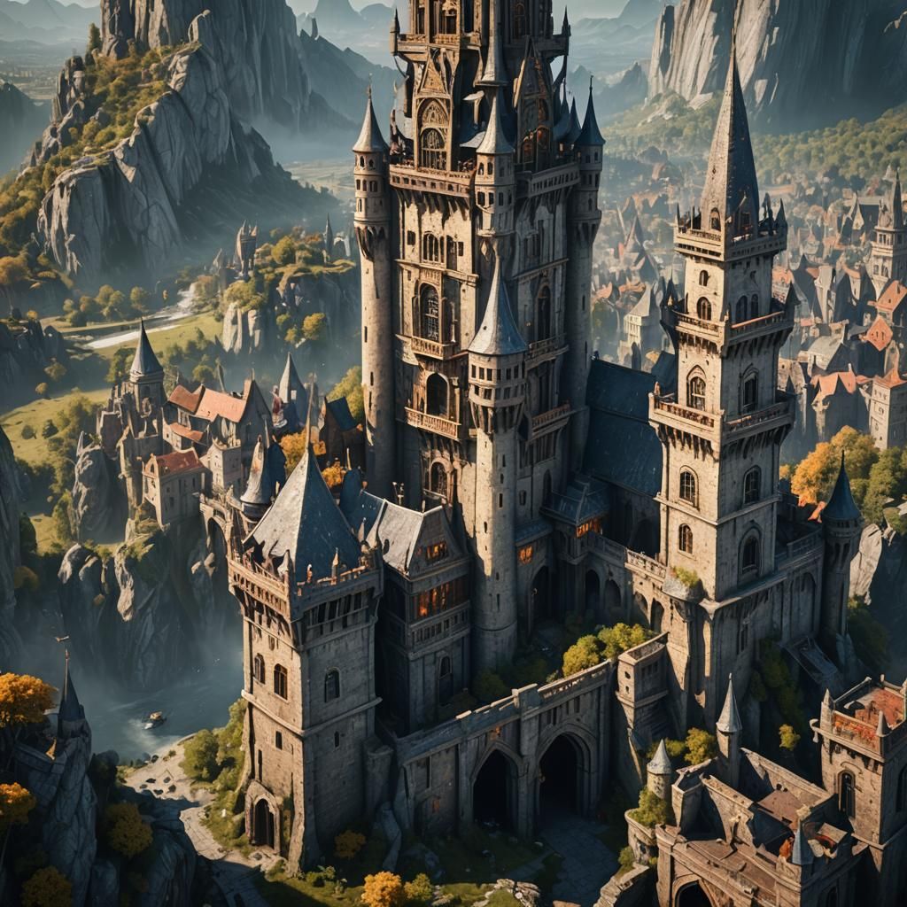 Detailed Modern Tower in a Fantasy Art Style