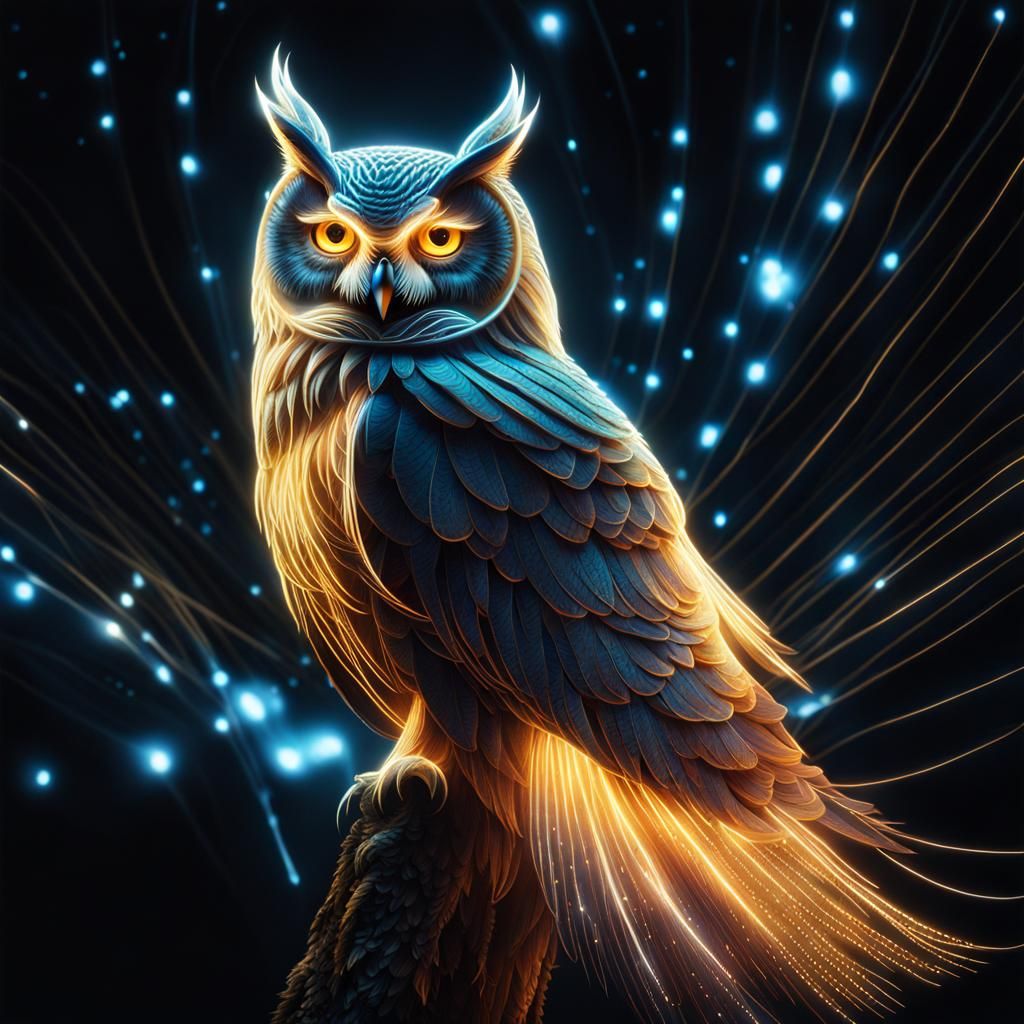 Mystical Owl of Light Traces in the Dark