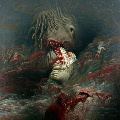 Graphic Horror Scene in Engraving Style