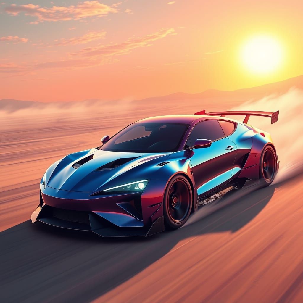 Futuristic Hyper Car Unleashes Cinematic Charm in Desert Mor...