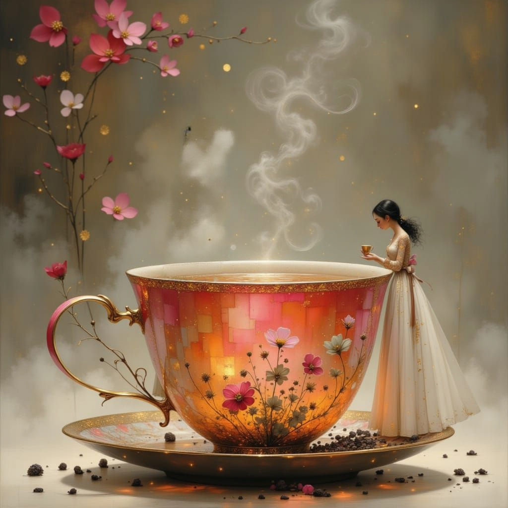 Cozy Tea Cup with Tea Leaf Collectors