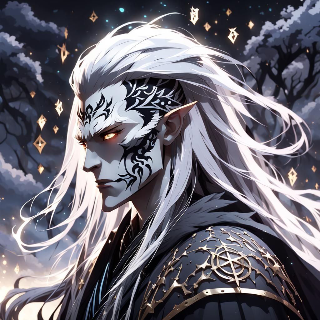 Mystical Dark Elf Mage Portrait in Anime Style