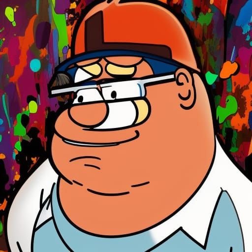 Hyperrealistic Peter Griffin Portrait in Splash Art Style