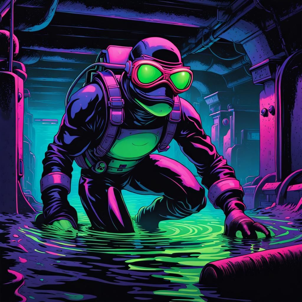 Frogman Emerges: Marvel Comic Book Black Light Art