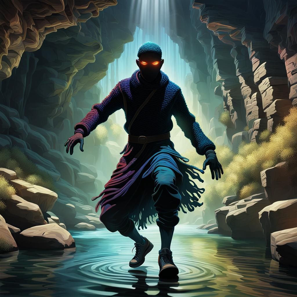 Enigmatic Shadow Man Ready to Attack: 3D Portrait