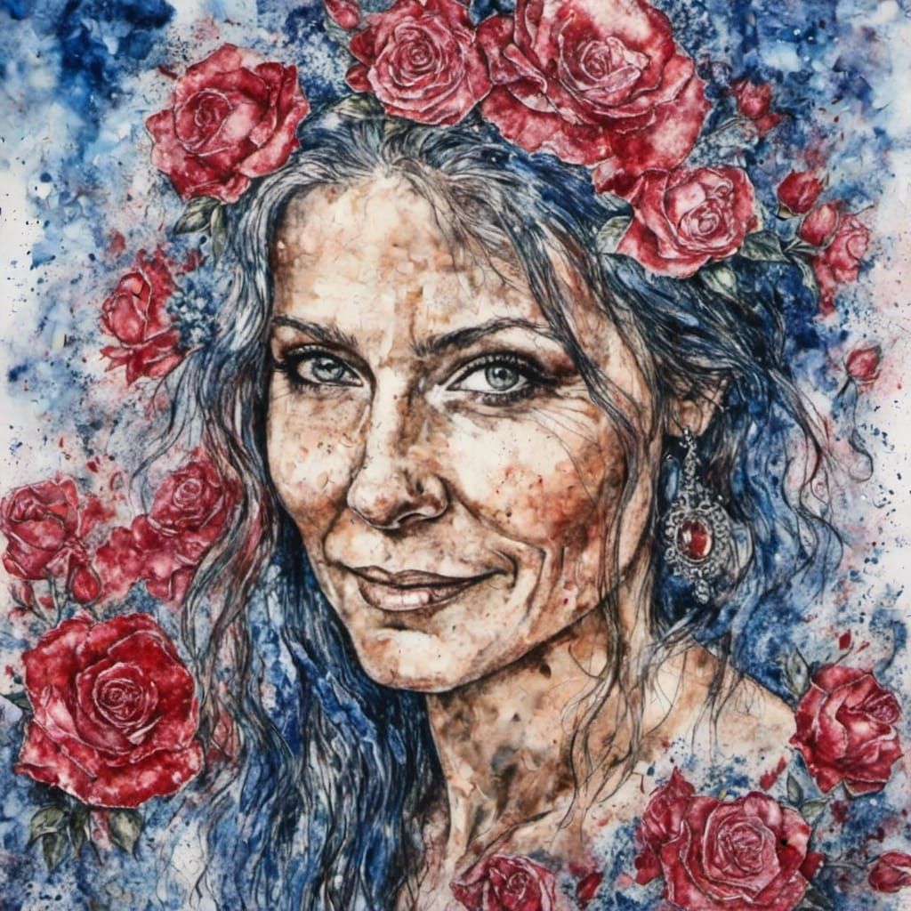 Watercolor Portrait with Gentle Smile