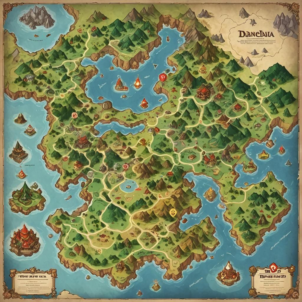 Fantasy World Map in Pokémon Kanto Style