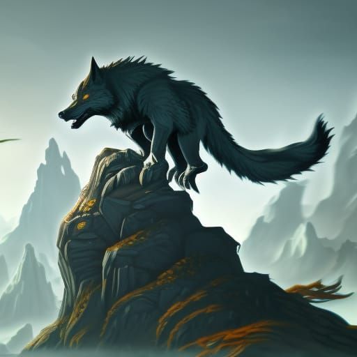 Detailed Lone Wolf Sigil in Fantasy Art Style