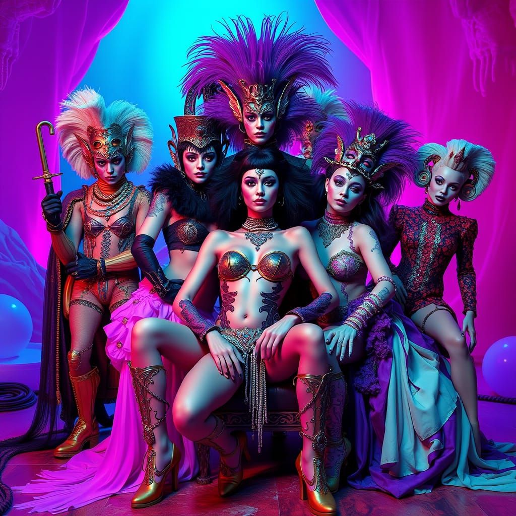 Flamboyant Androgynous Figures in Ornate Costumes