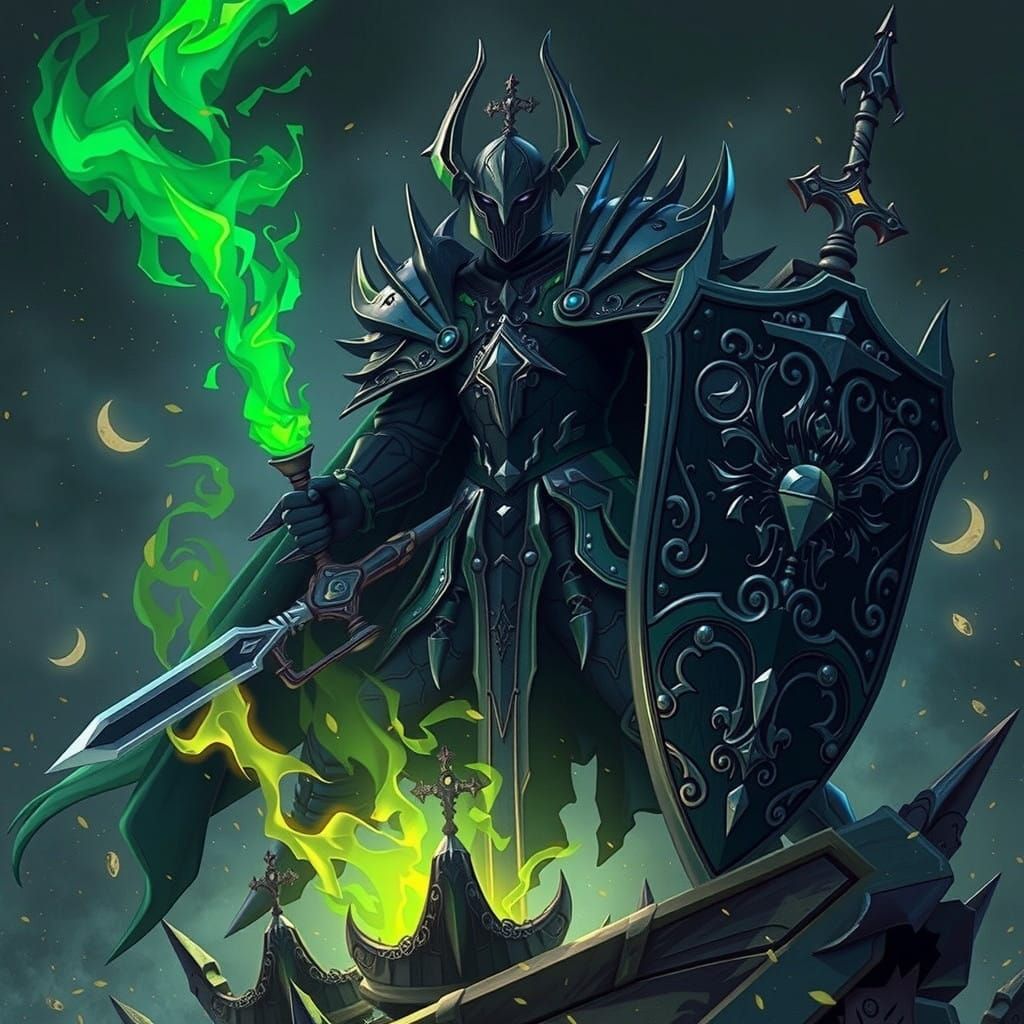 Dark Knight Fights a Powerful Mage in an Ancient Castle