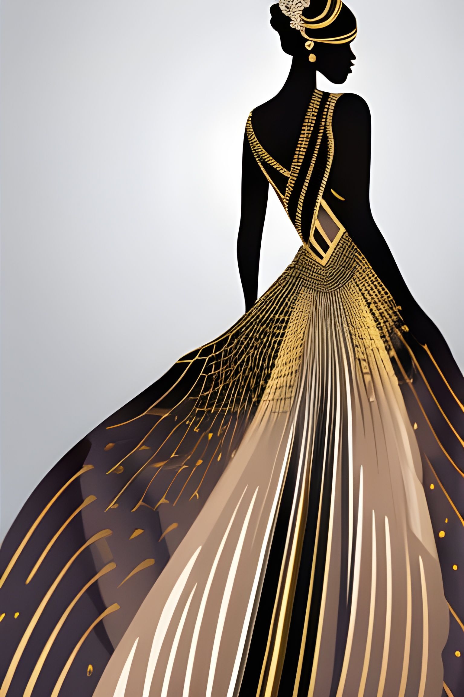 Artistic Portrait of Lady with Flowers in Vector Style