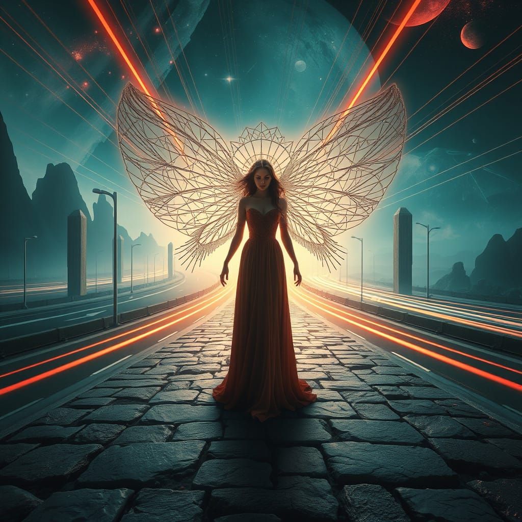 Surrealist Woman at the Convergence of Time