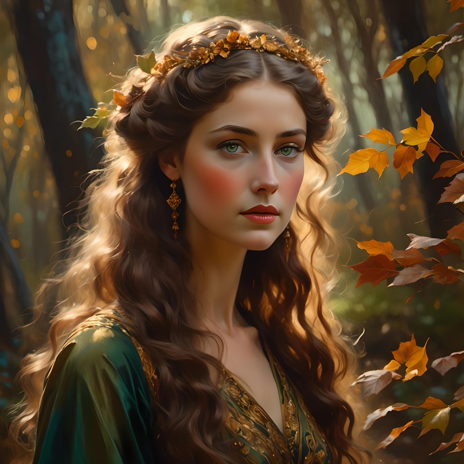 Rapunzel as Autumn Harvest Queen with Floral Hair