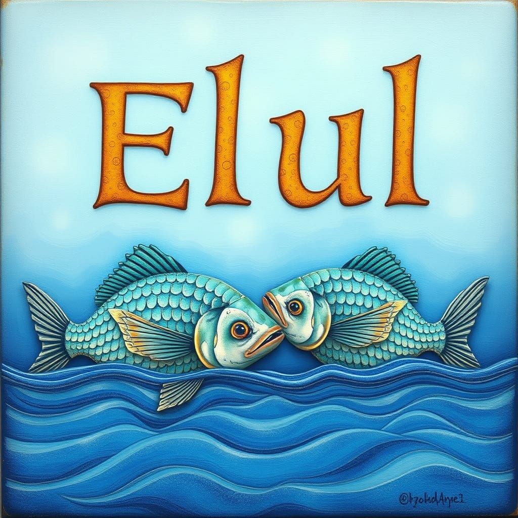 Dreamy Fish with Hebrew Word Art