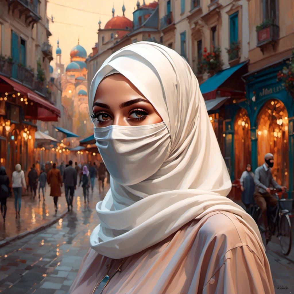 Masked Beauty in Hijab Portrait
