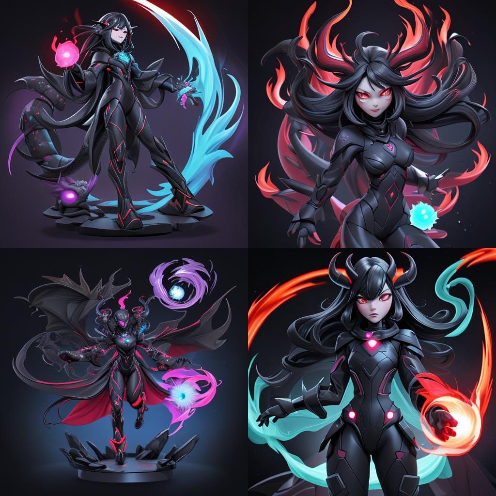 Infernal Black Hole Void with Majestic Dragon Demons in Fier...