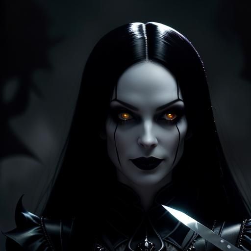 Sinister Gothic Silhouette with Knife in Surreal Style