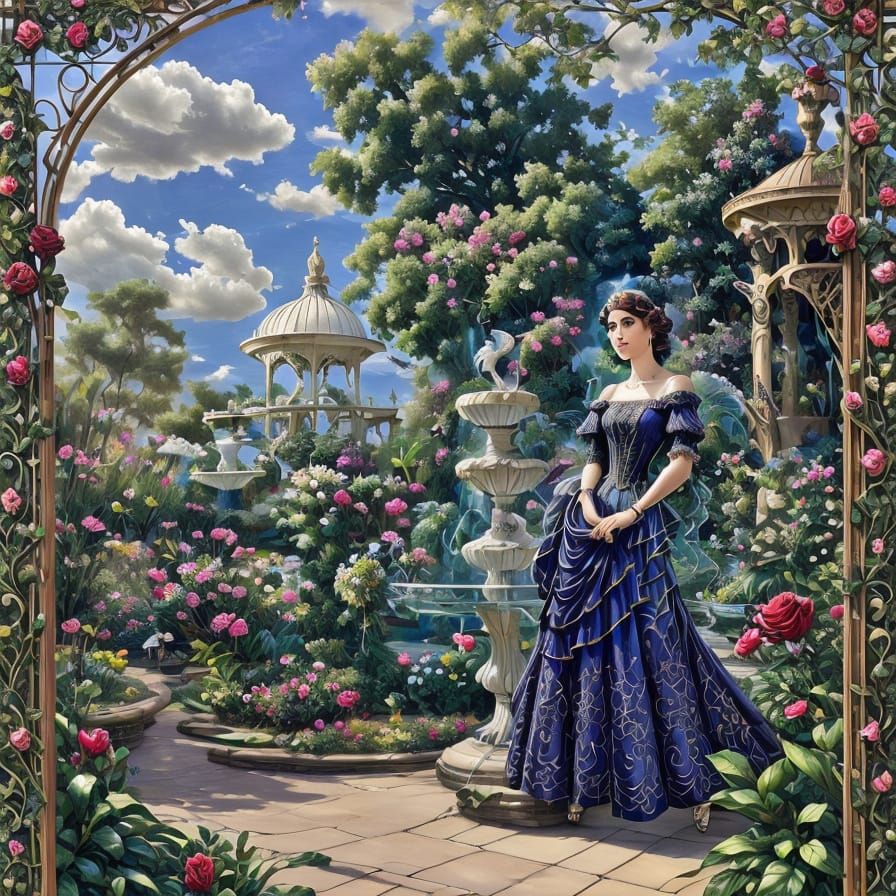 Art Nouveau Butterfly Dress in Victorian Garden