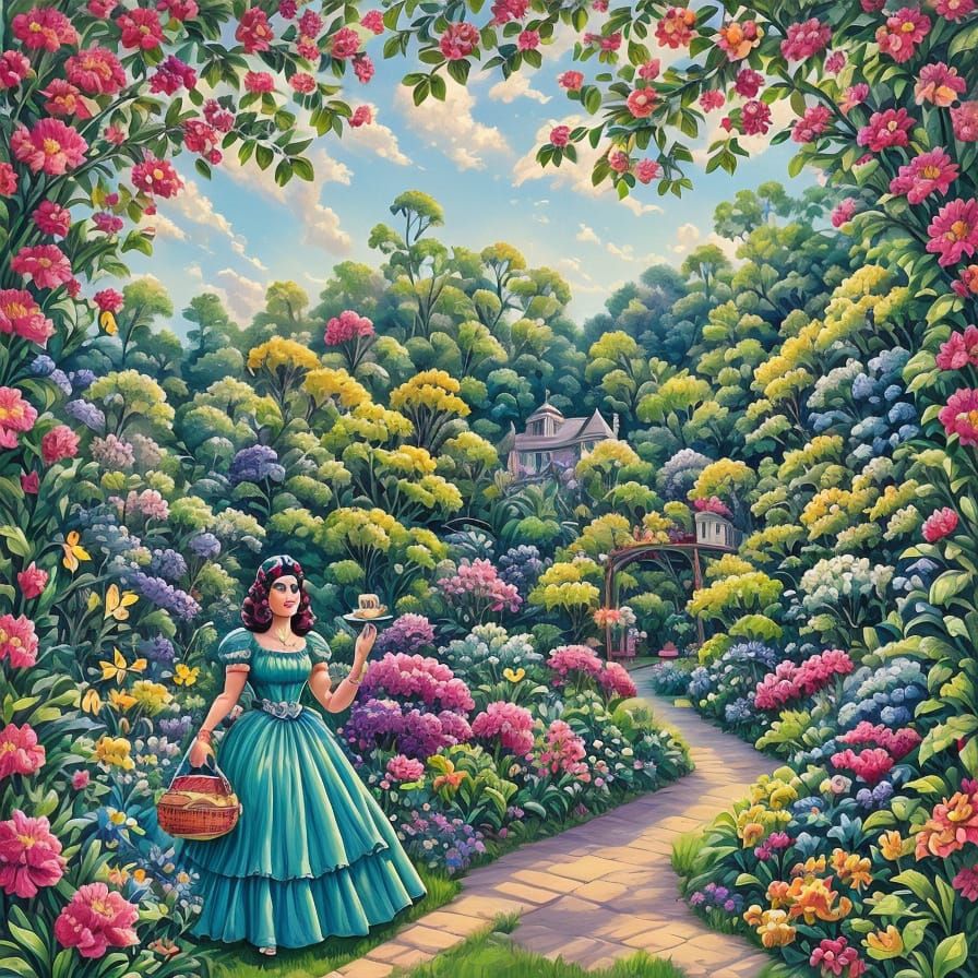 Voluptuous Cartoon Character in Butterfly Glass Dress