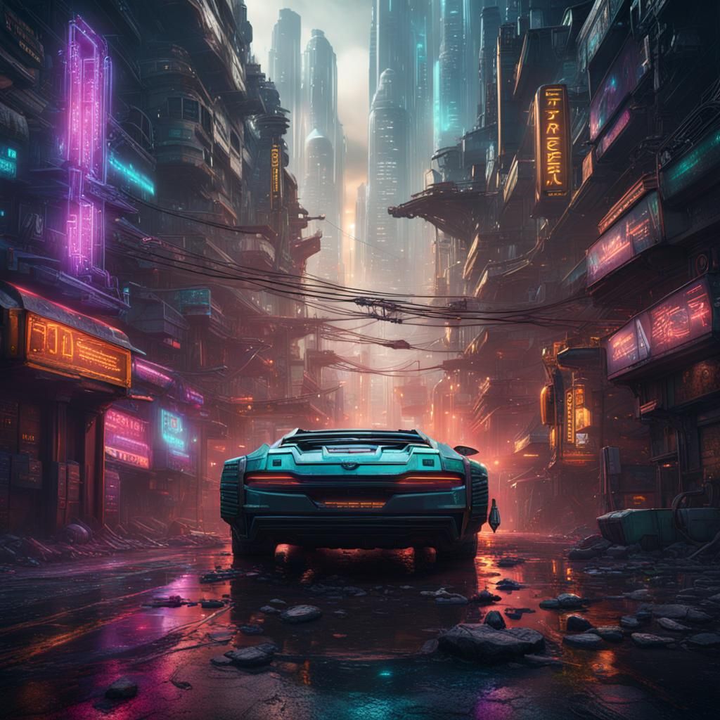 Cyberpunk Laminator: Detailed Matte Painting