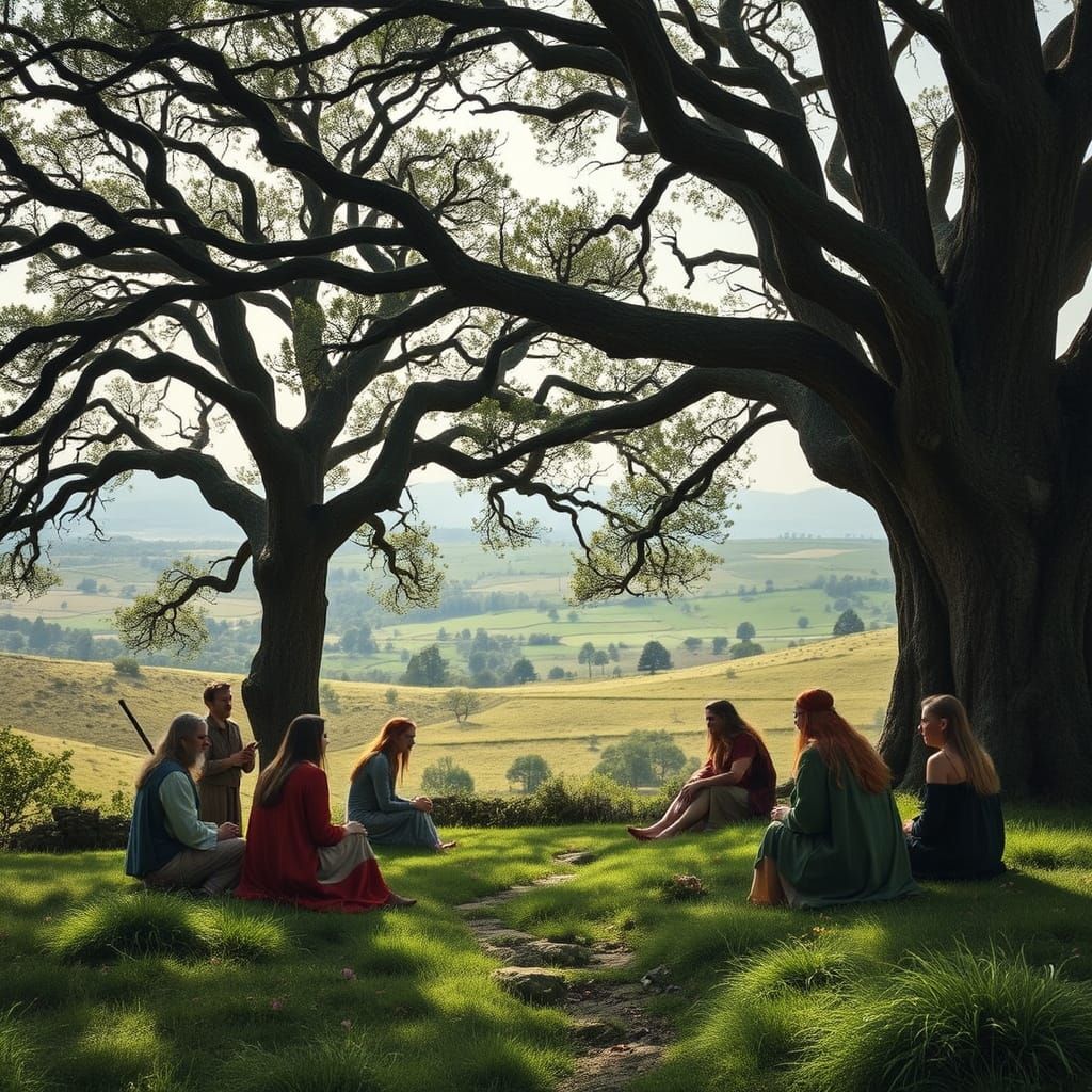 Celtic People Meeting in the Hills