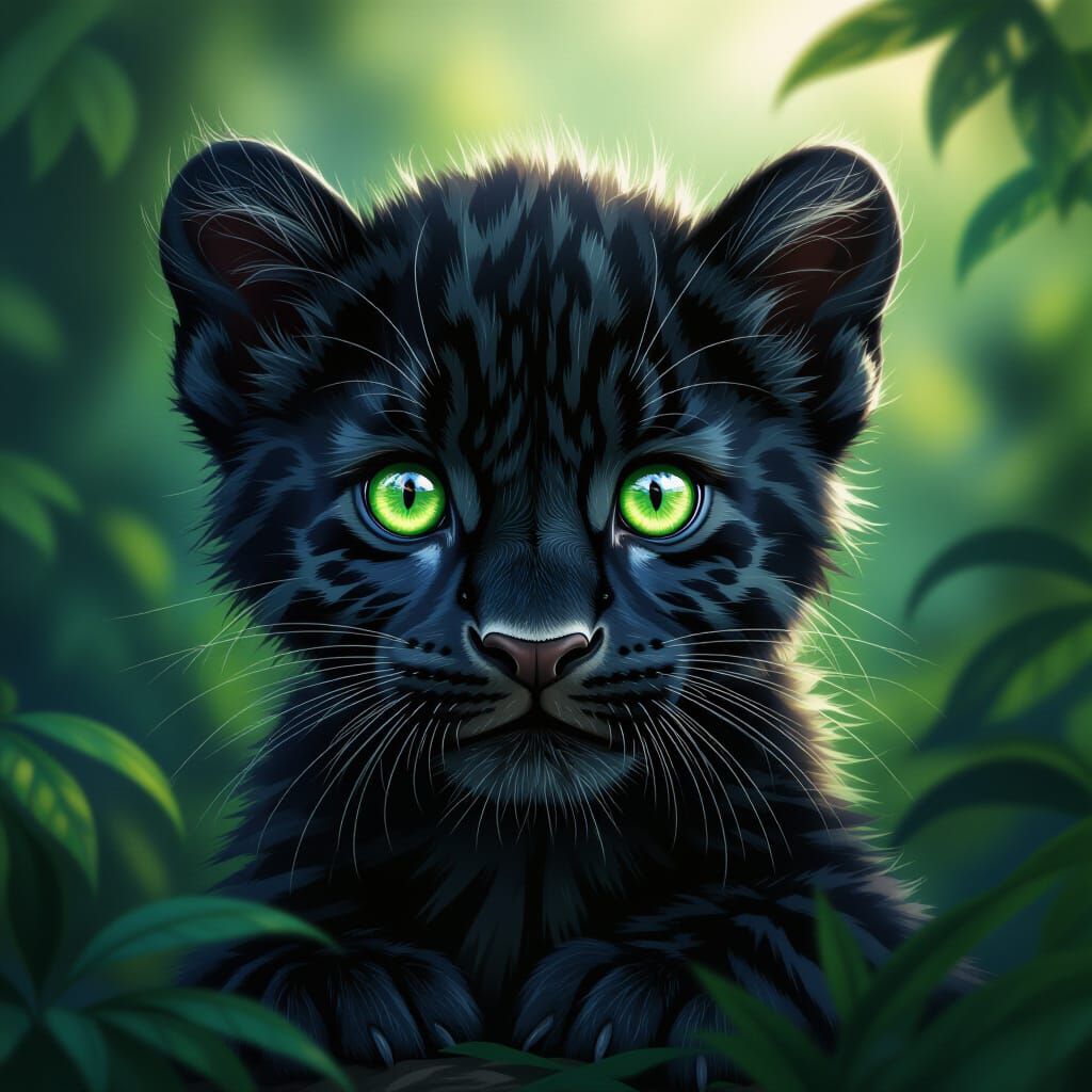 Black Panther Cub in a Fantasy Setting