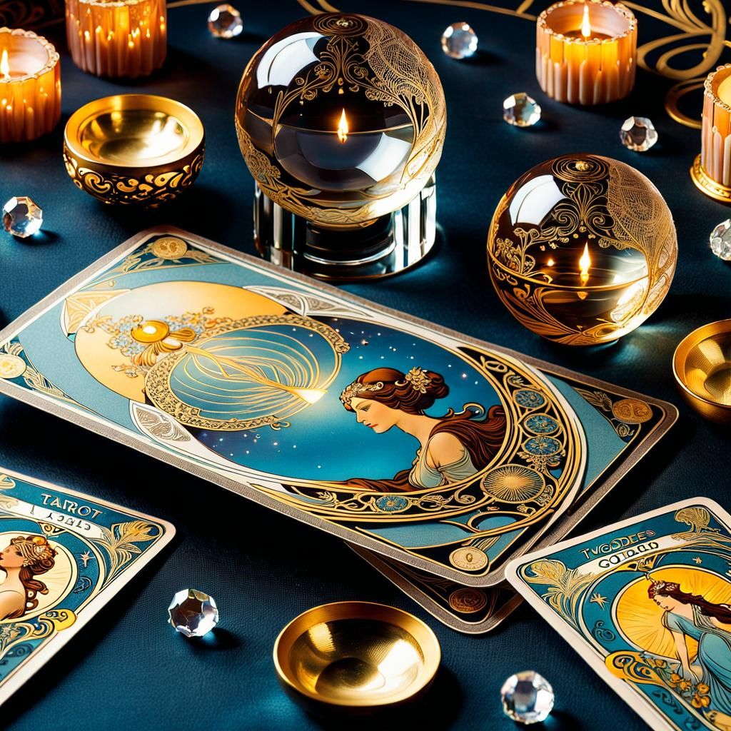 Art Nouveau Tarot Cards with Crystal Ball
