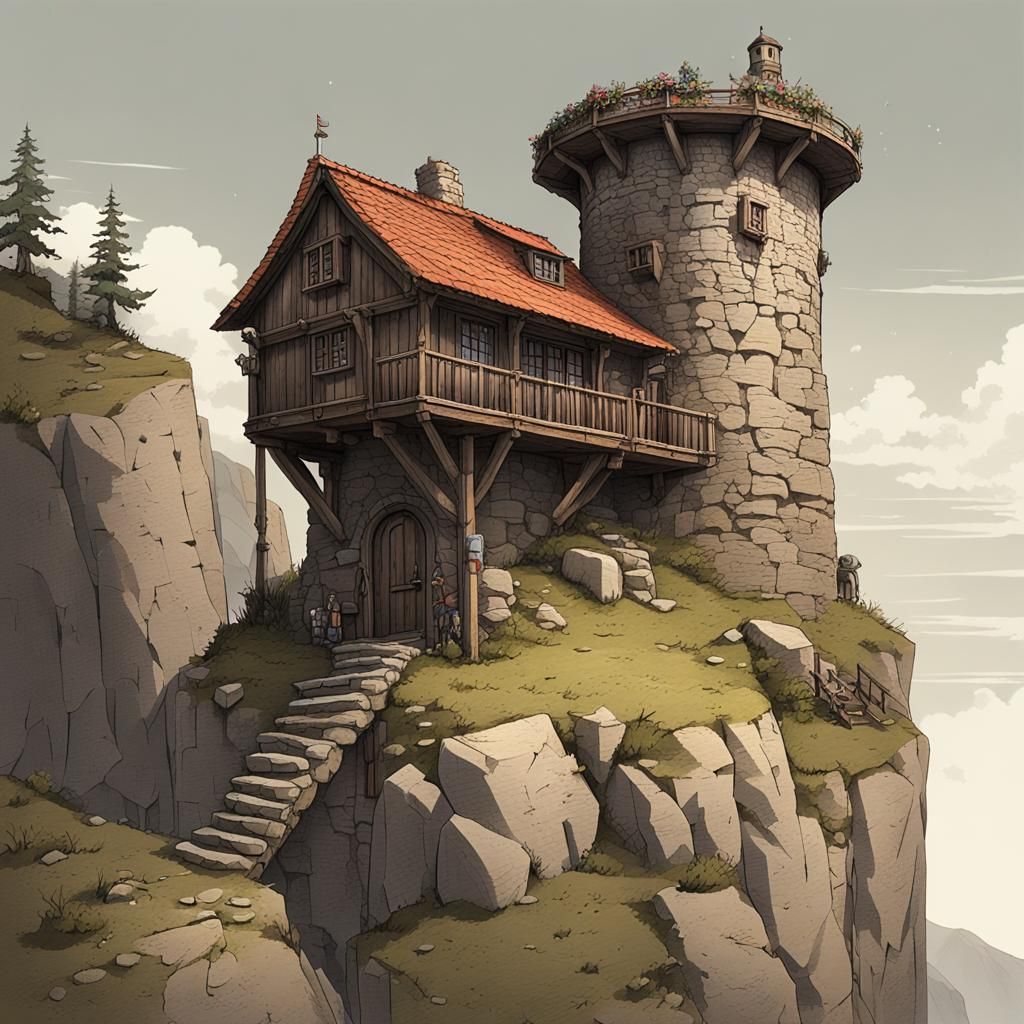 Cliffside House with Wizard Tower